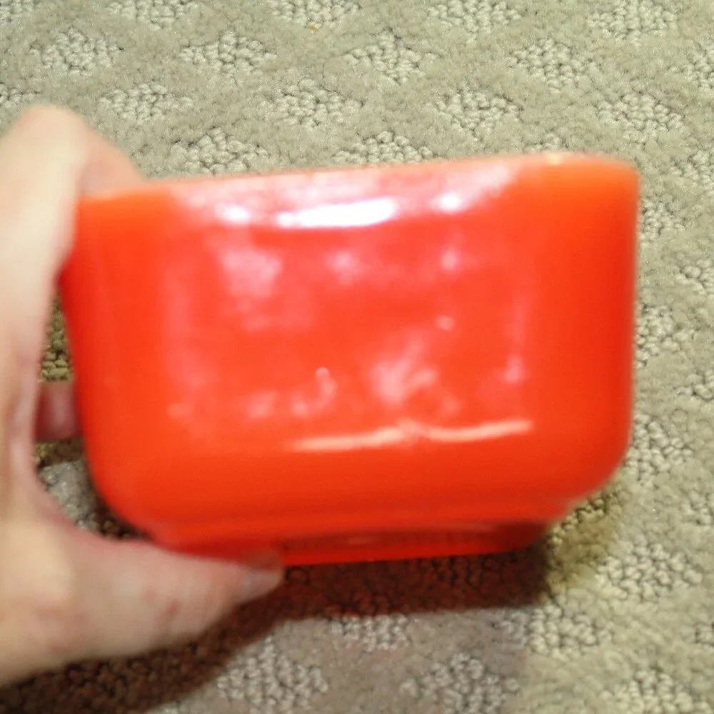 RARE!! Vtg 30s/40s McKee Square Red Milk Glass Refrigerator Storage Bowl no Lid